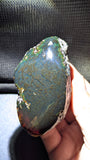 Natural Sumatran 81g Blue Amber “Celestial Atlas” — Polished Collector Specimen with Rare Blue-Green Glow & Ancient Map Pattern