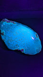 Natural Sumatran 81g Blue Amber “Celestial Atlas” — Polished Collector Specimen with Rare Blue-Green Glow & Ancient Map Pattern