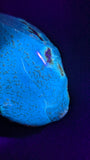 Natural Sumatran 81g Blue Amber “Celestial Atlas” — Polished Collector Specimen with Rare Blue-Green Glow & Ancient Map Pattern