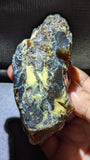 73G Natural Sumatran Blue Amber “Golden Storm Nebula” — Rare Polished Collector Specimen with Blue-Green Glow & Fiery Honey Inclusions