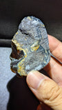 Natural Sumatran Blue Amber “Blue Moon Eclipse” 42G — Rare Polished Collector Specimen with Blue-Green Glow, Golden Star Inclusions & Raw Edge