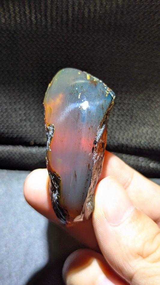 Rare Sumatran Blue Amber 11g Specimen – Blue Horizon Mountain Pattern with Honey Fire Glow