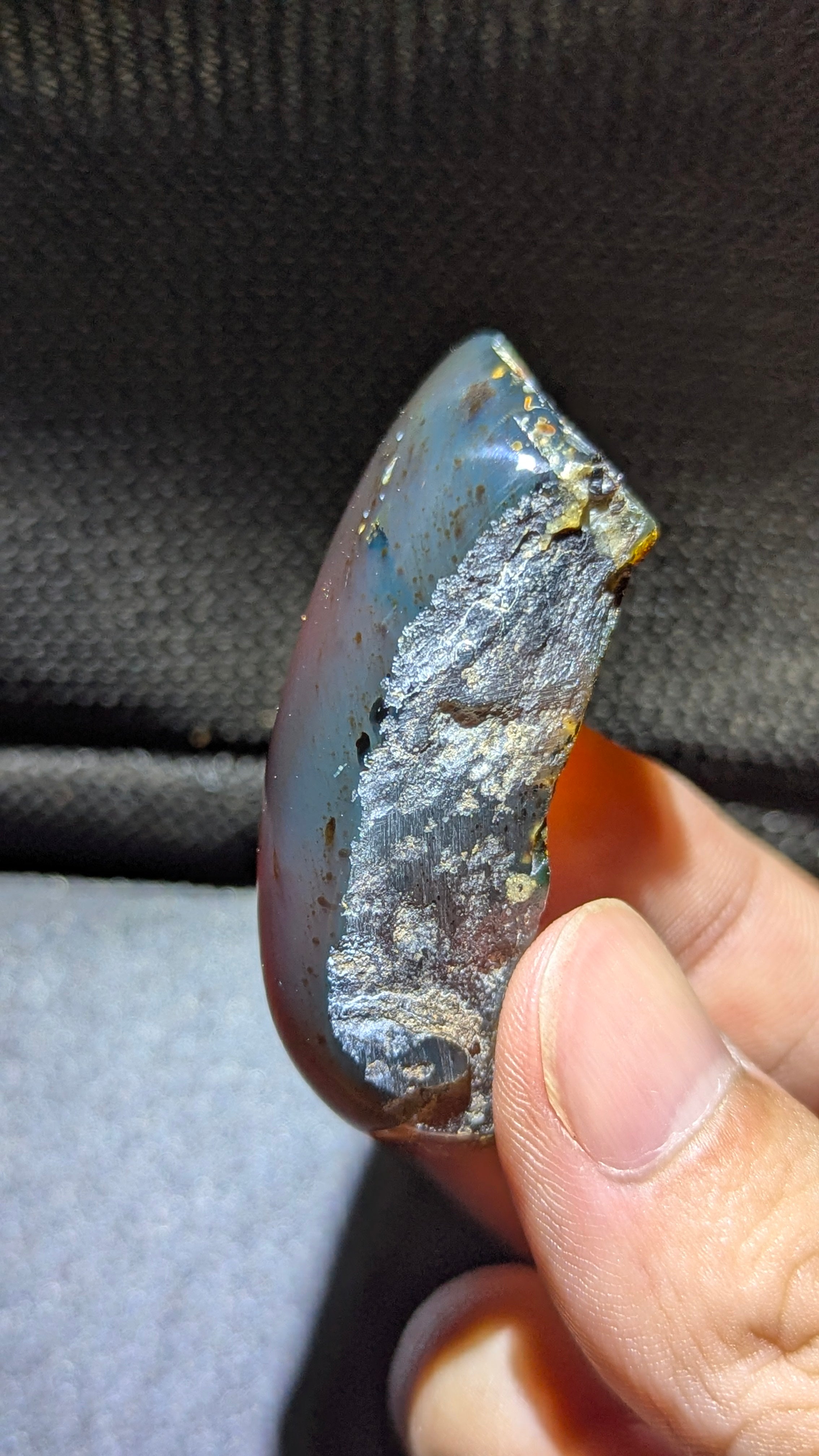 Rare Sumatran Blue Amber 11g Specimen – Blue Horizon Mountain Pattern with Honey Fire Glow
