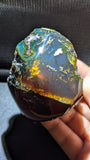Natural Sumatran Blue Amber 70g Specimen – Ancient Forest Sky Pattern, UV Reactive Polished Collector Amber