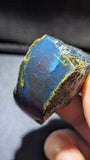 Natural Indonesian Blue Amber 18g Specimen – Deep Blue Window Pattern with Golden Honey Edges