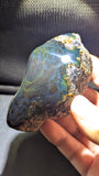 Natural Sumatran Blue Amber 62g Specimen – Storm Forest Vein Pattern, UV Reactive Polished Collector Amber
