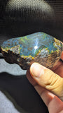 Natural Sumatran Blue Amber 62g Specimen – Storm Forest Vein Pattern, UV Reactive Polished Collector Amber
