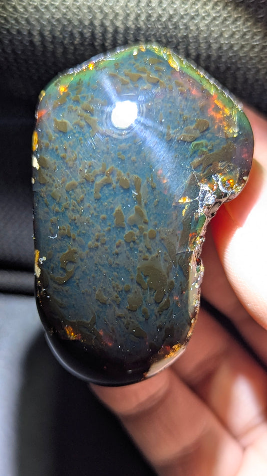 Natural Sumatran Blue Amber Specimen 29g – Cloud Pattern, UV Reactive Collector Amber with Honey Fire Edges