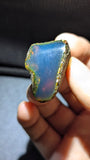 Natural Sumatran Blue Amber Specimen 7g – Twilight Blue Flame Pattern, UV Reactive Collector Amber with Honey Fire Edges