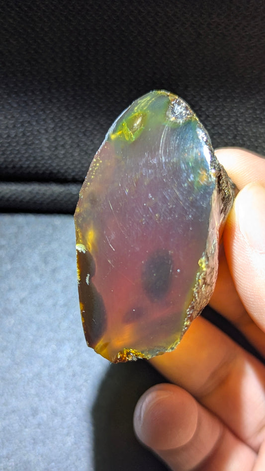 Aurora Nebula Sumatran Blue Amber Polished Specimen 17g – Rare Natural UV Glow Collector Stone