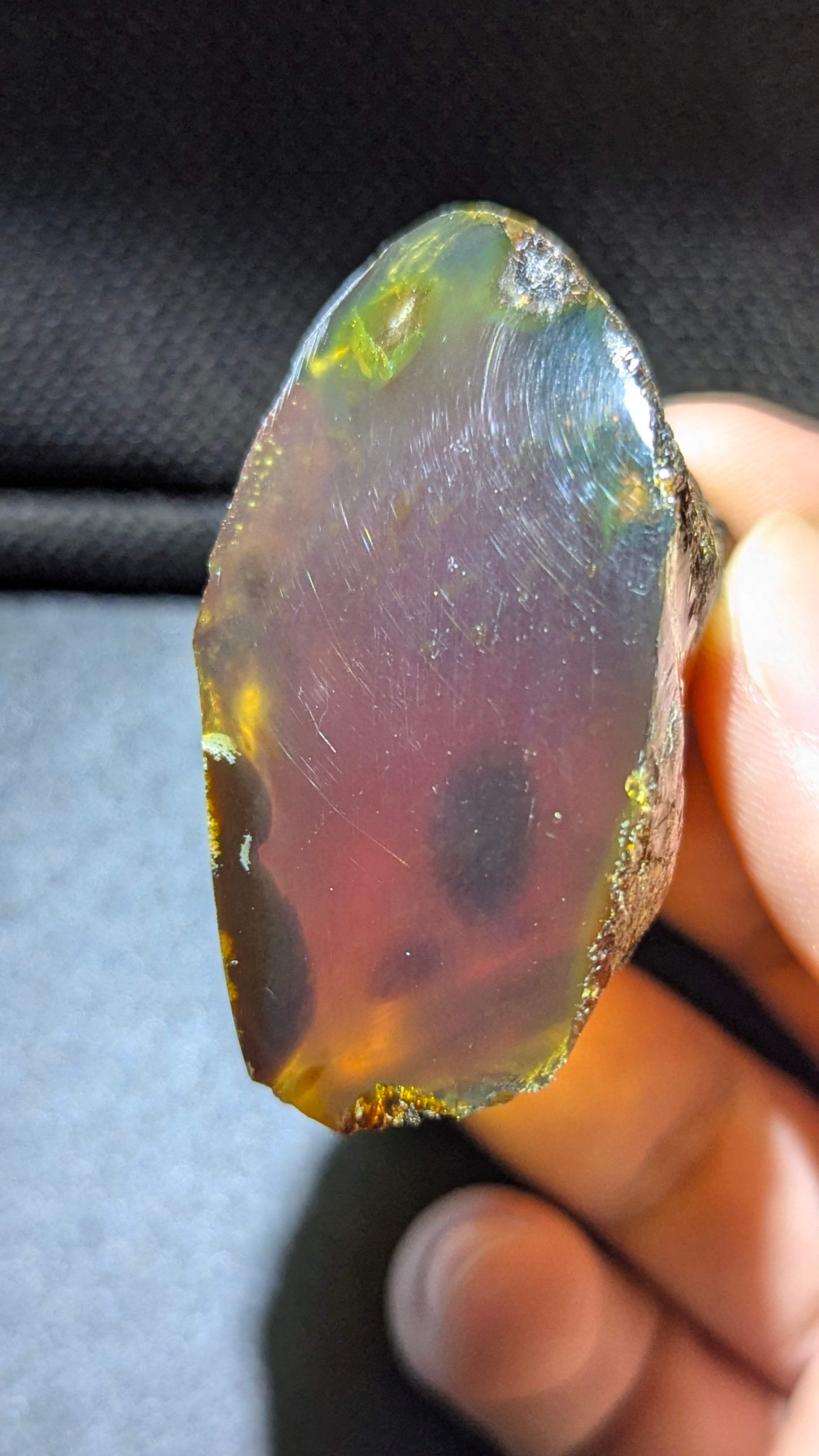 Aurora Nebula Sumatran Blue Amber Polished Specimen 17g – Rare Natural UV Glow Collector Stone