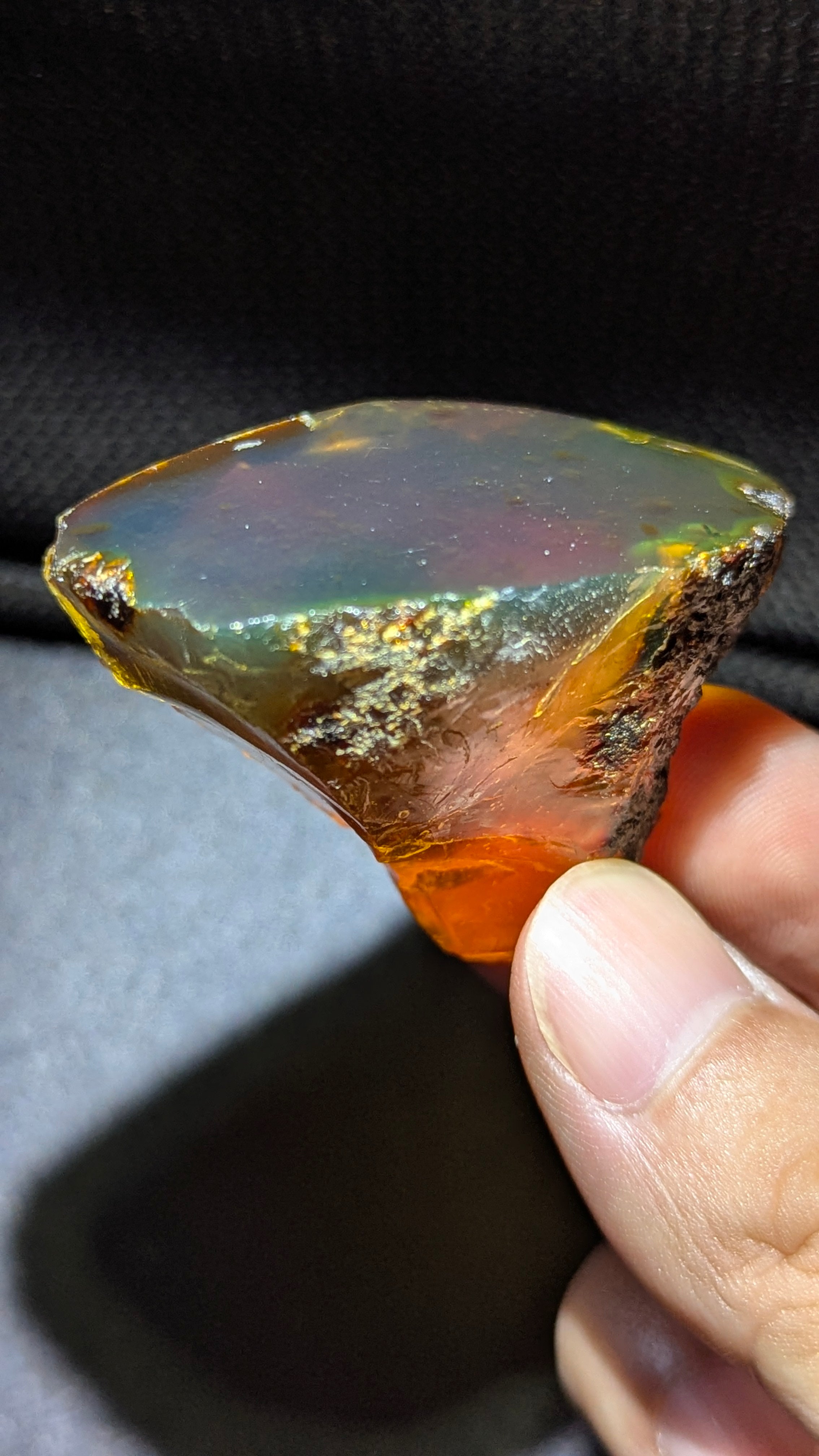 Aurora Nebula Sumatran Blue Amber Polished Specimen 17g – Rare Natural UV Glow Collector Stone