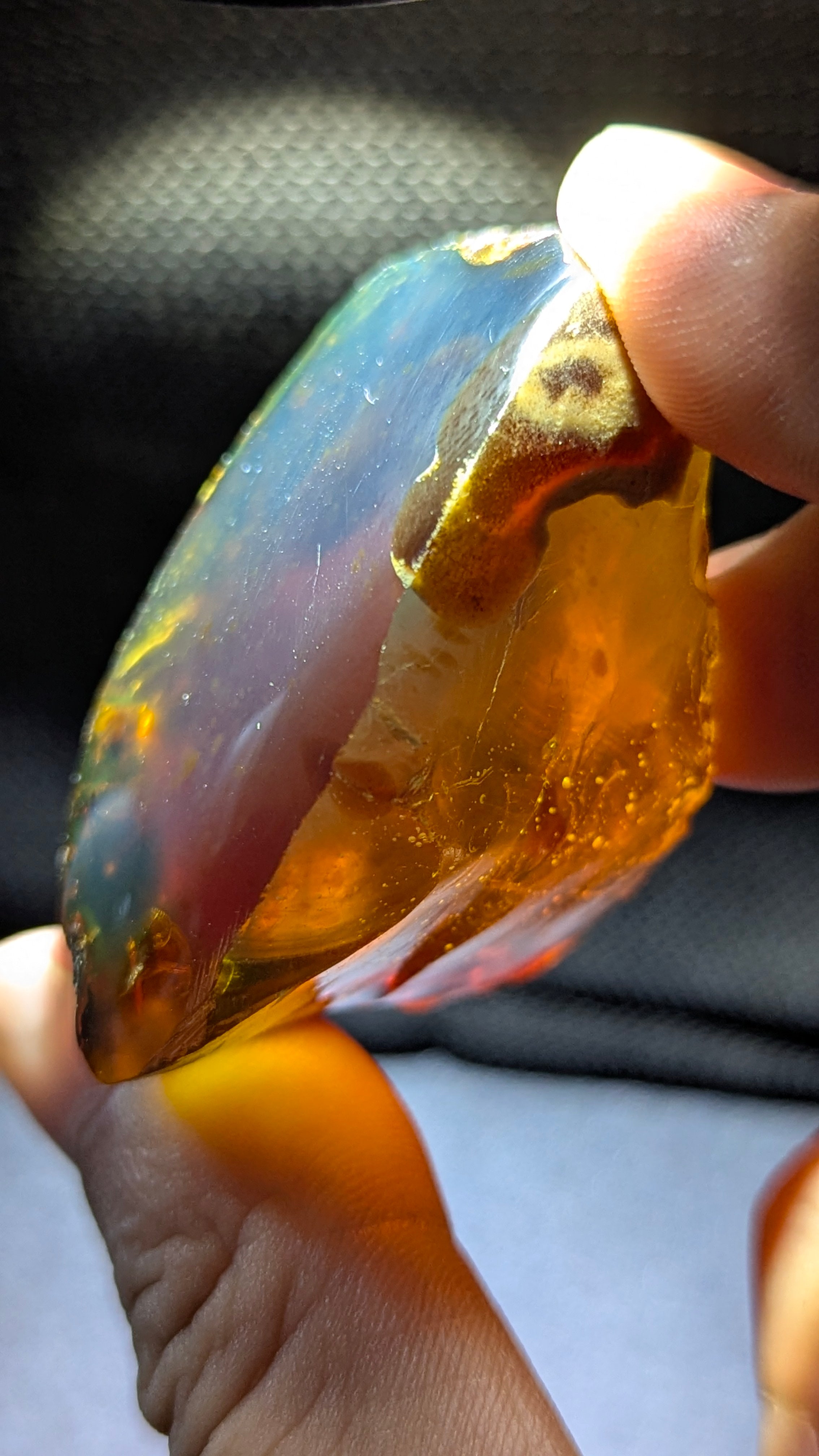 Aurora Nebula Sumatran Blue Amber Polished Specimen 17g – Rare Natural UV Glow Collector Stone