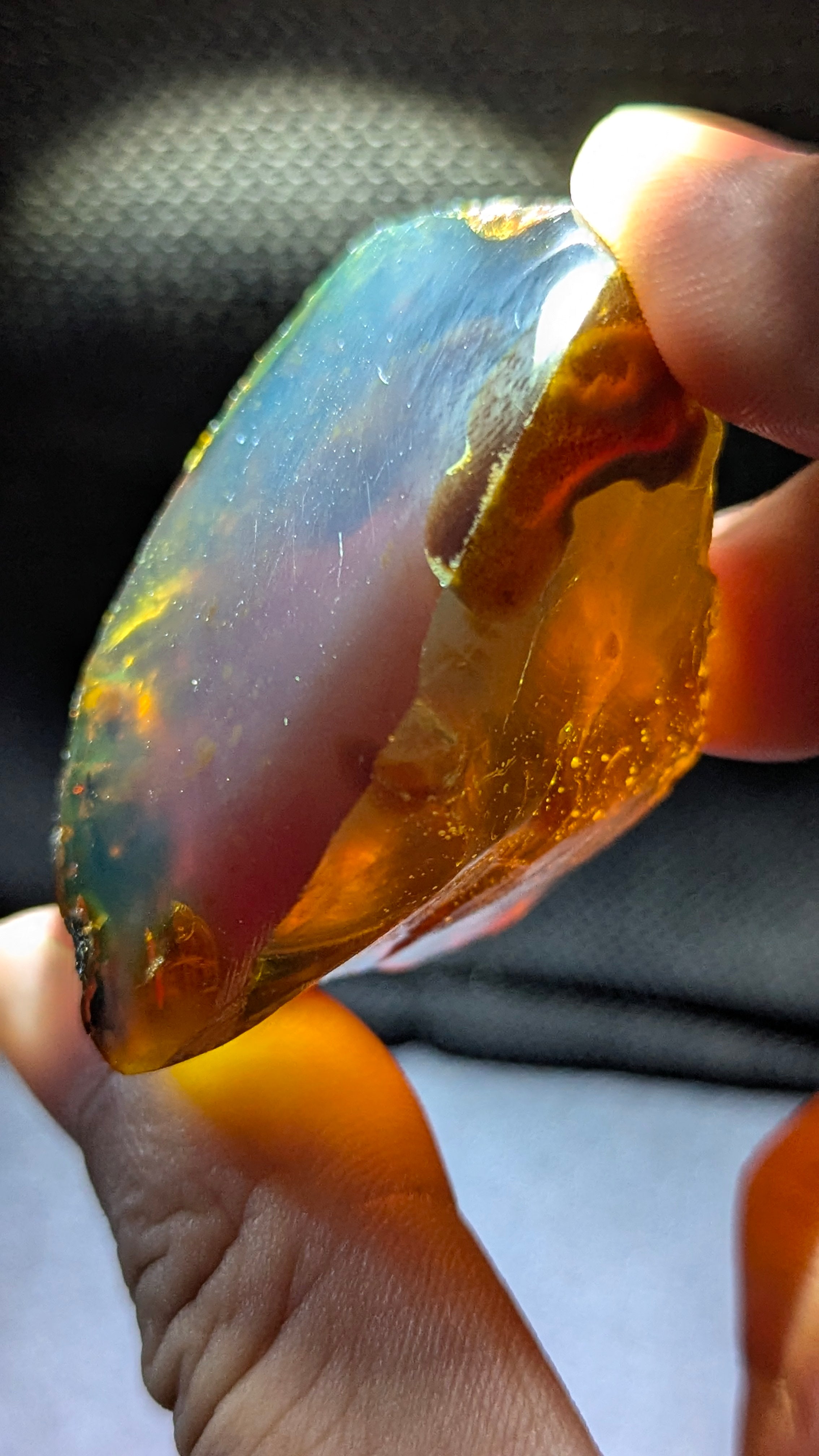 Aurora Nebula Sumatran Blue Amber Polished Specimen 17g – Rare Natural UV Glow Collector Stone