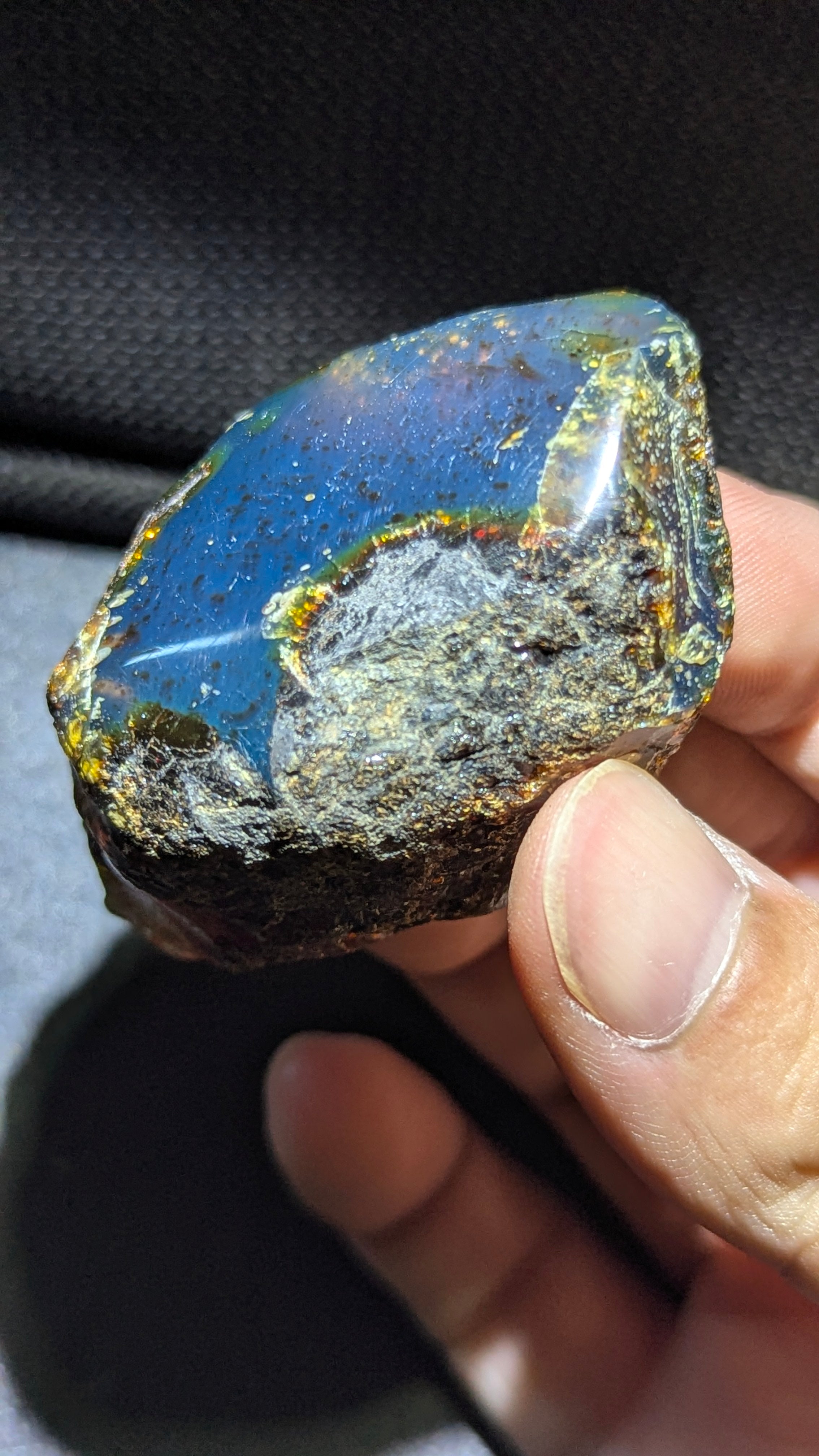 Blue Galaxy Crater Sumatran Blue Amber Specimen 24g – Rare Natural UV Glow Collector Piece
