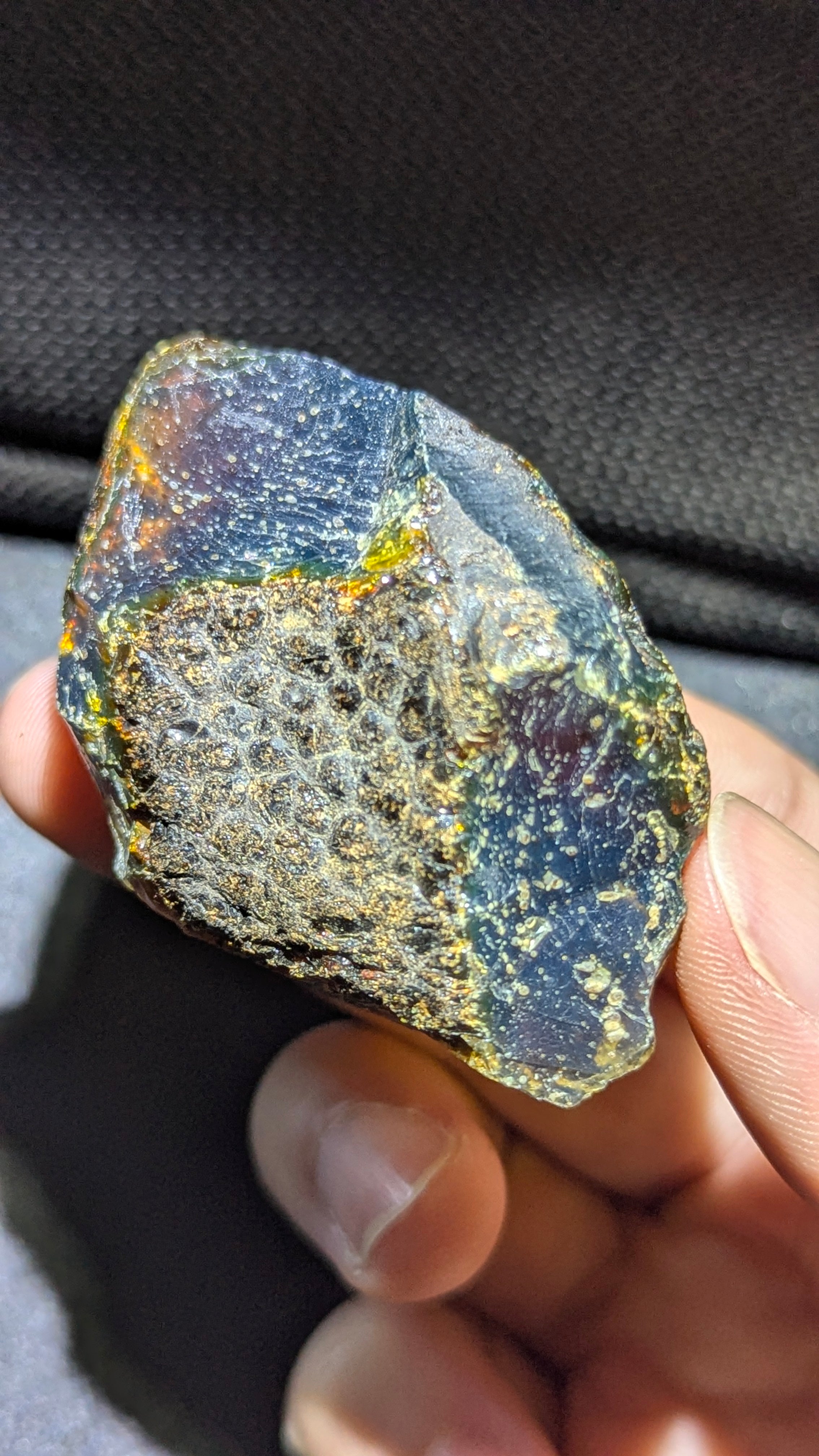 Blue Galaxy Crater Sumatran Blue Amber Specimen 24g – Rare Natural UV Glow Collector Piece