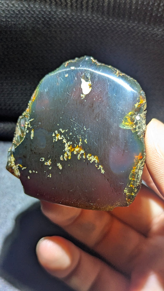 Golden Constellation Sumatran Blue Amber Specimen 24G – Rare Natural UV Glow Collector Amber