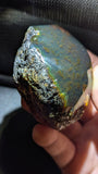 Cosmic Reef Sumatran Blue Amber 65g  – Polished Collector Specimen with Moss-Like Inclusions