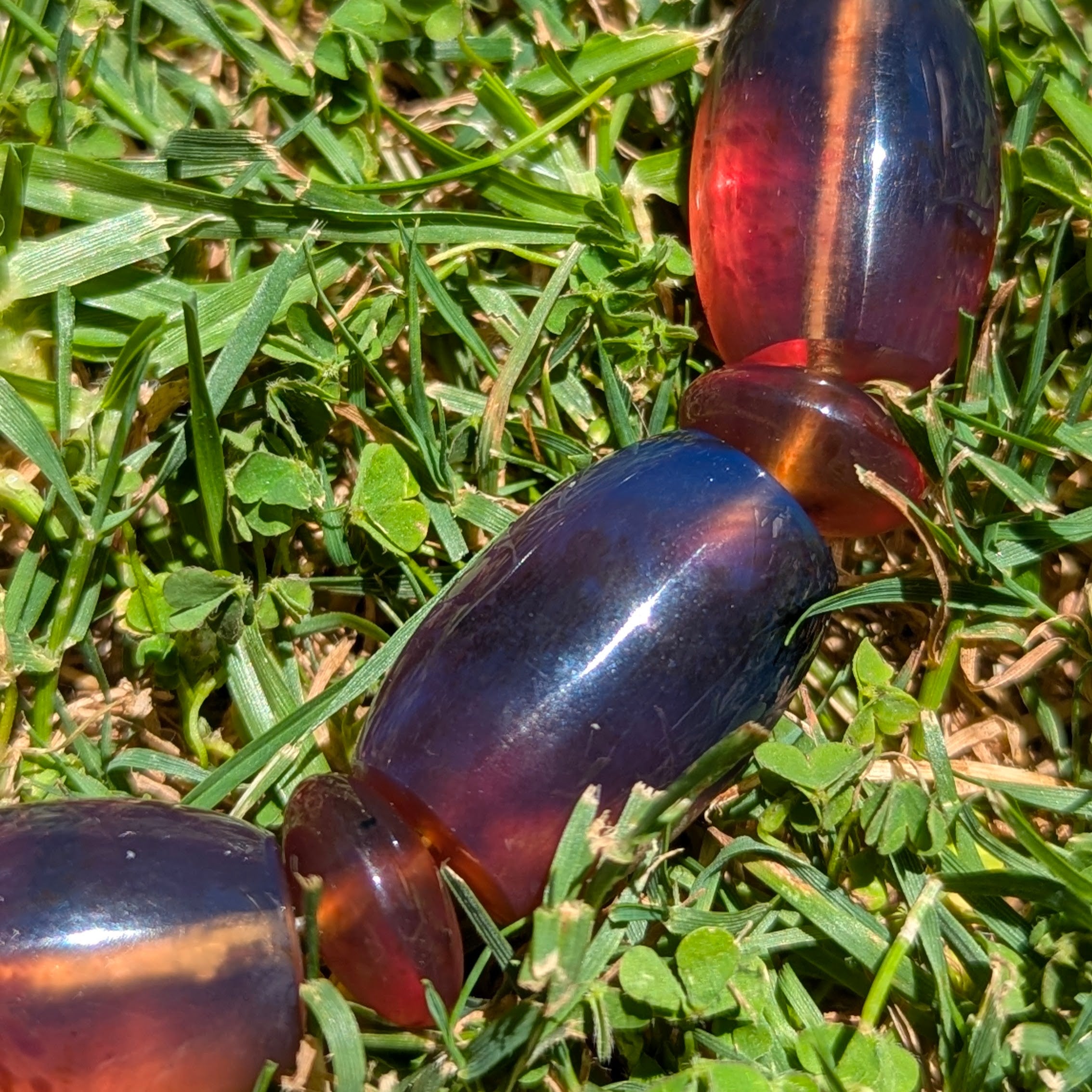 Rare Blue Amber Bracelet — Sunlit Glow, Museum-Grade Clarity (9 Large + 9 Small Beads)