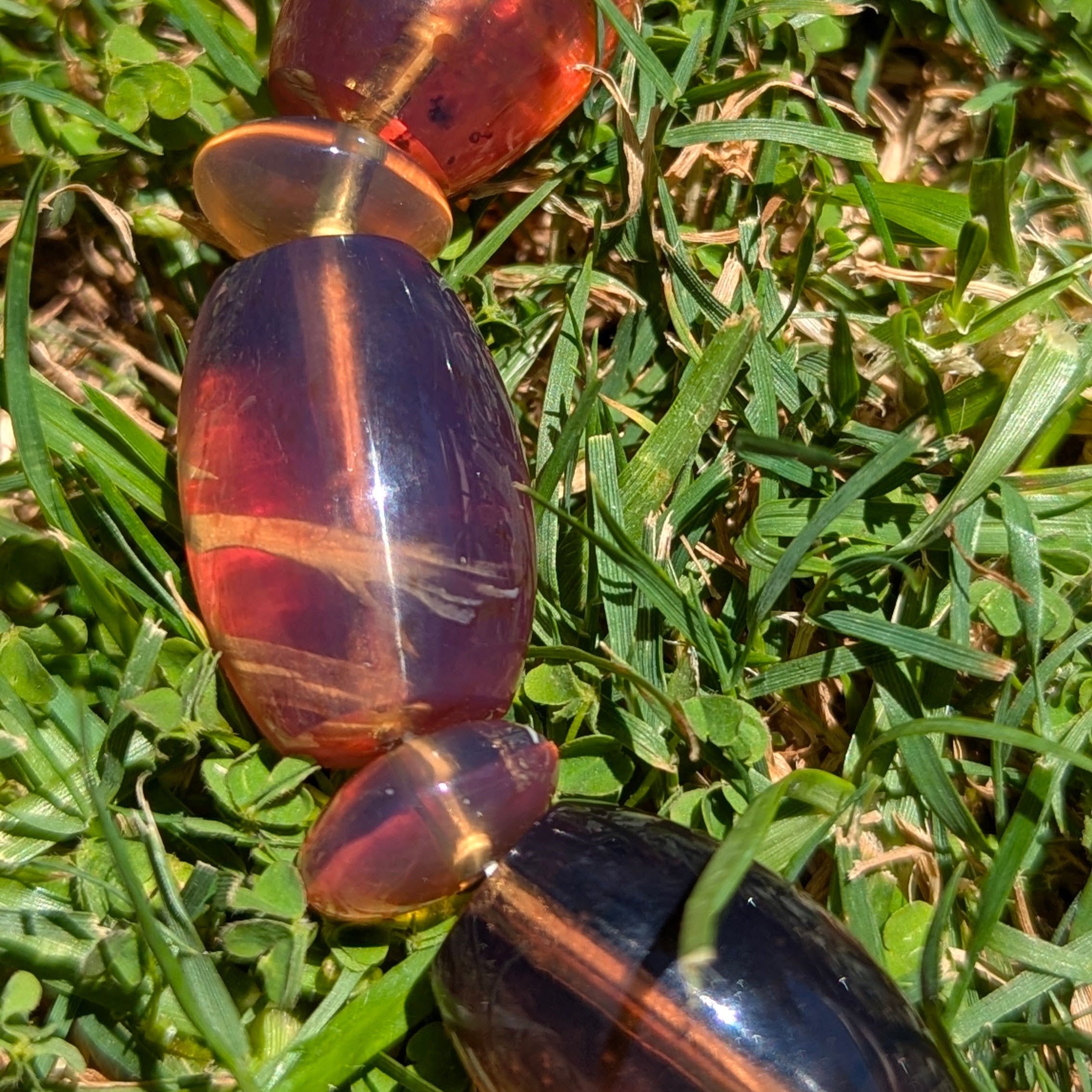 Rare Blue Amber Bracelet — Sunlit Glow, Museum-Grade Clarity (9 Large + 9 Small Beads)