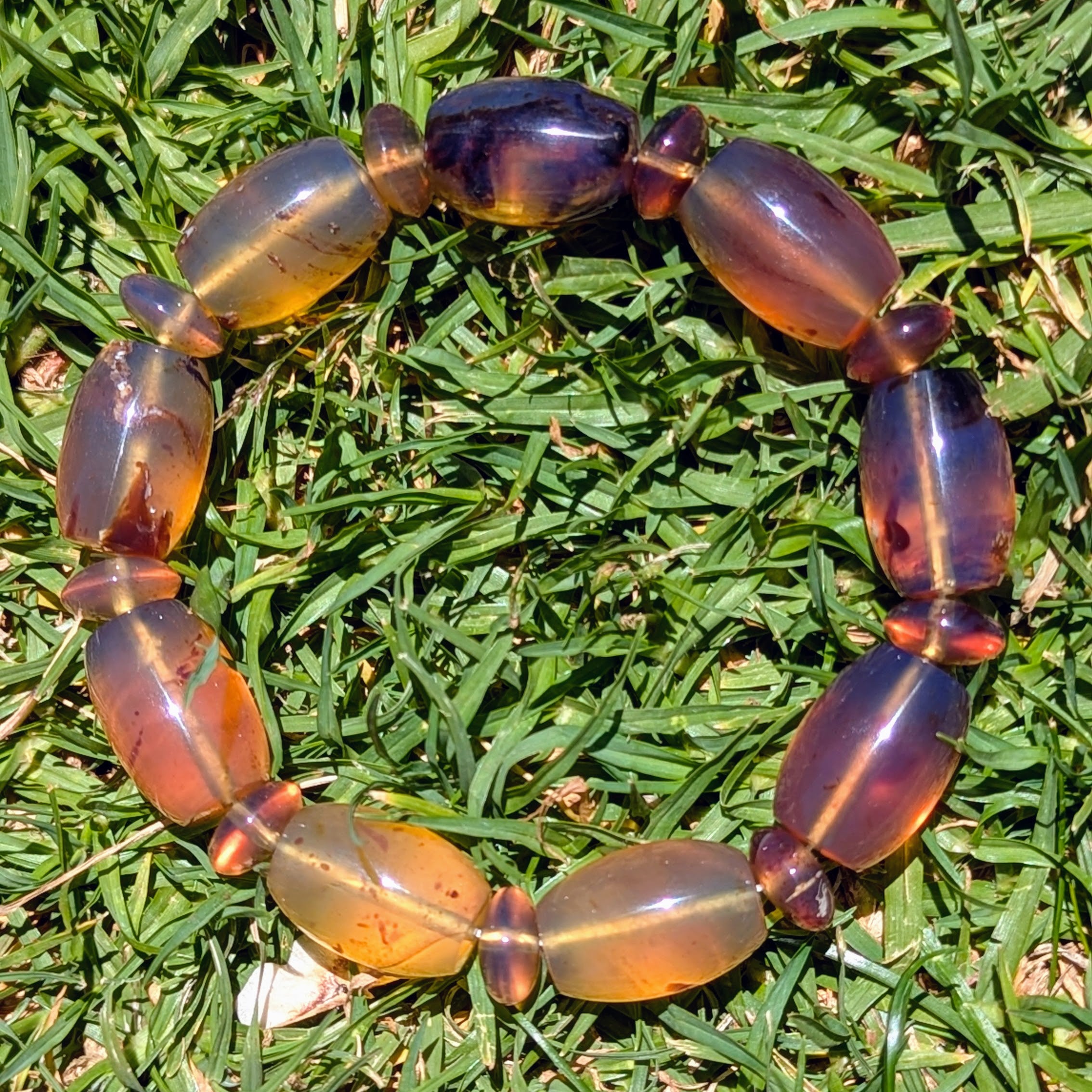 Rare Blue Amber Bracelet — Handmade “Ocean-to-Honey” Glow Statement Beads
