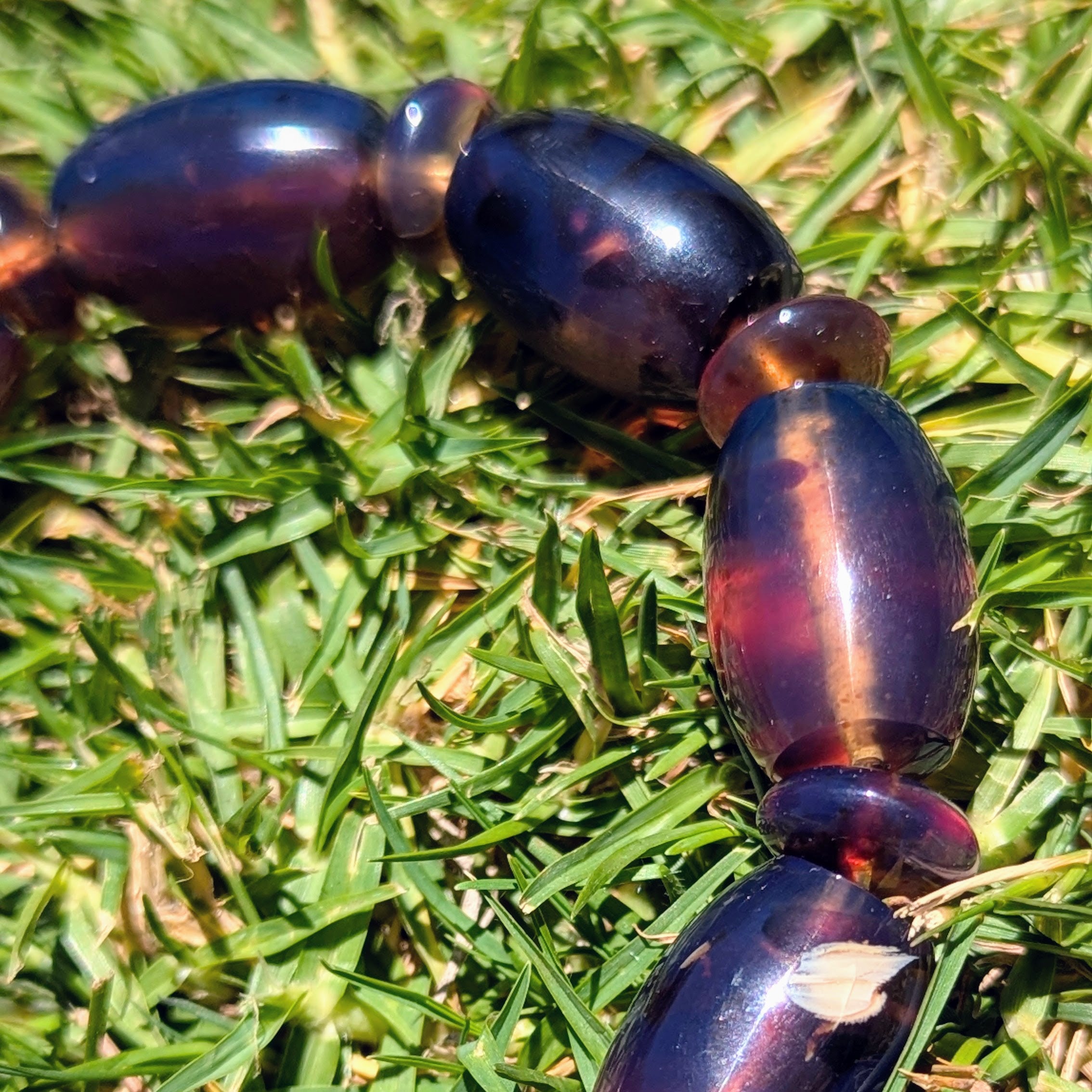 Rare Blue Amber Bracelet — True Blue Sheen in White Light (Handmade Statement Beads)