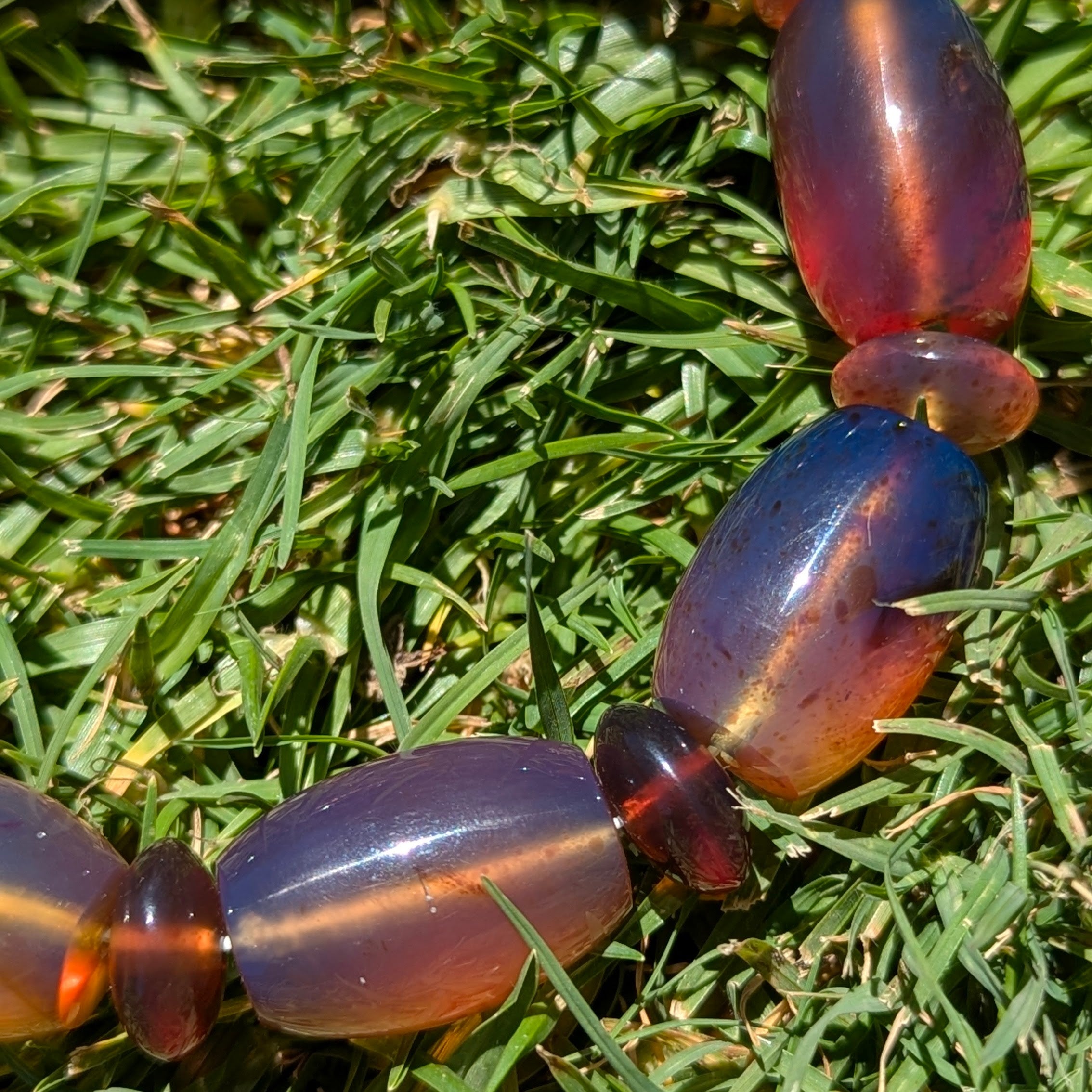 Rare Blue Amber Bracelet — Blue Sheen in White Light, Calming Energy