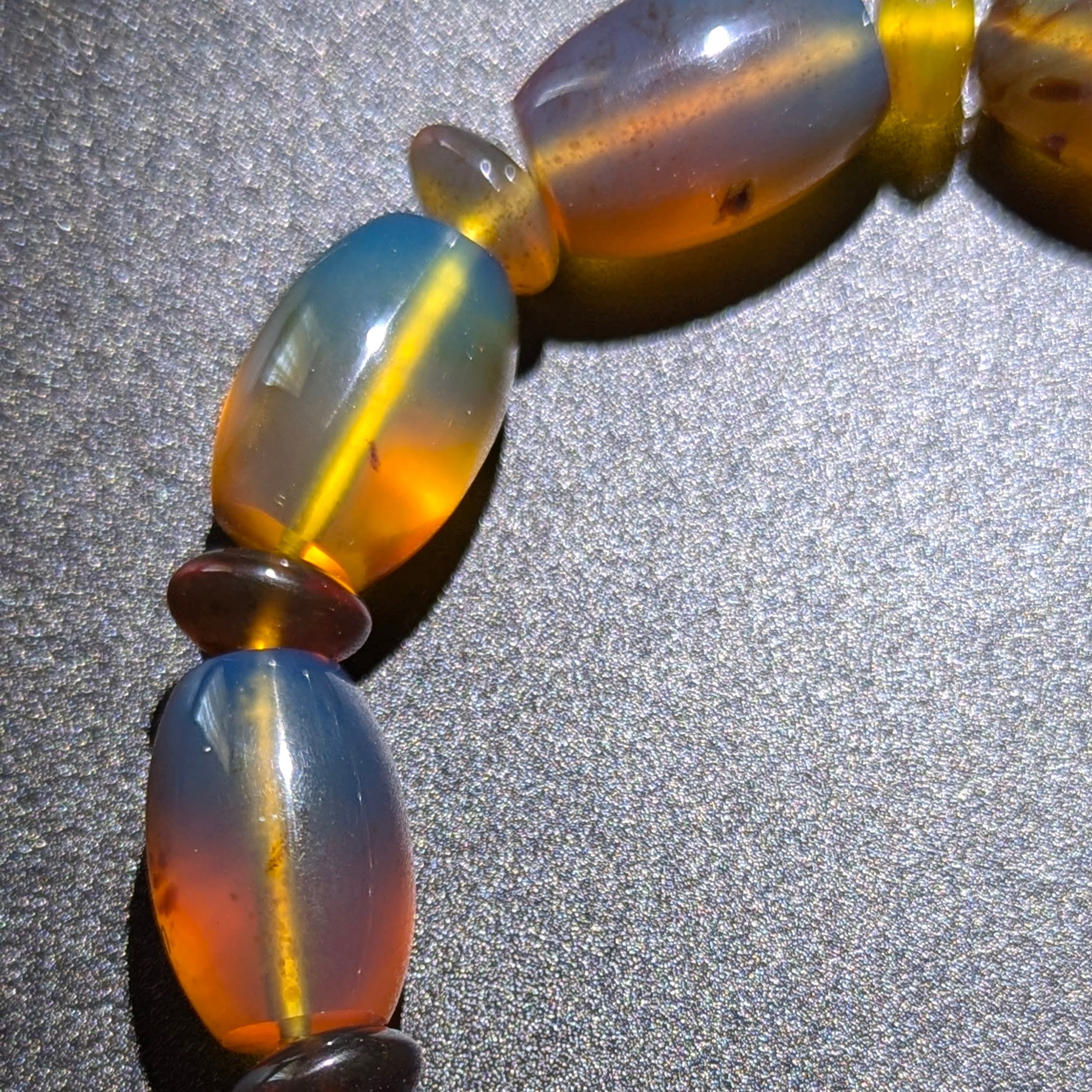 Rare Blue Amber Bracelet — Blue Sheen in White Light, Calming Energy