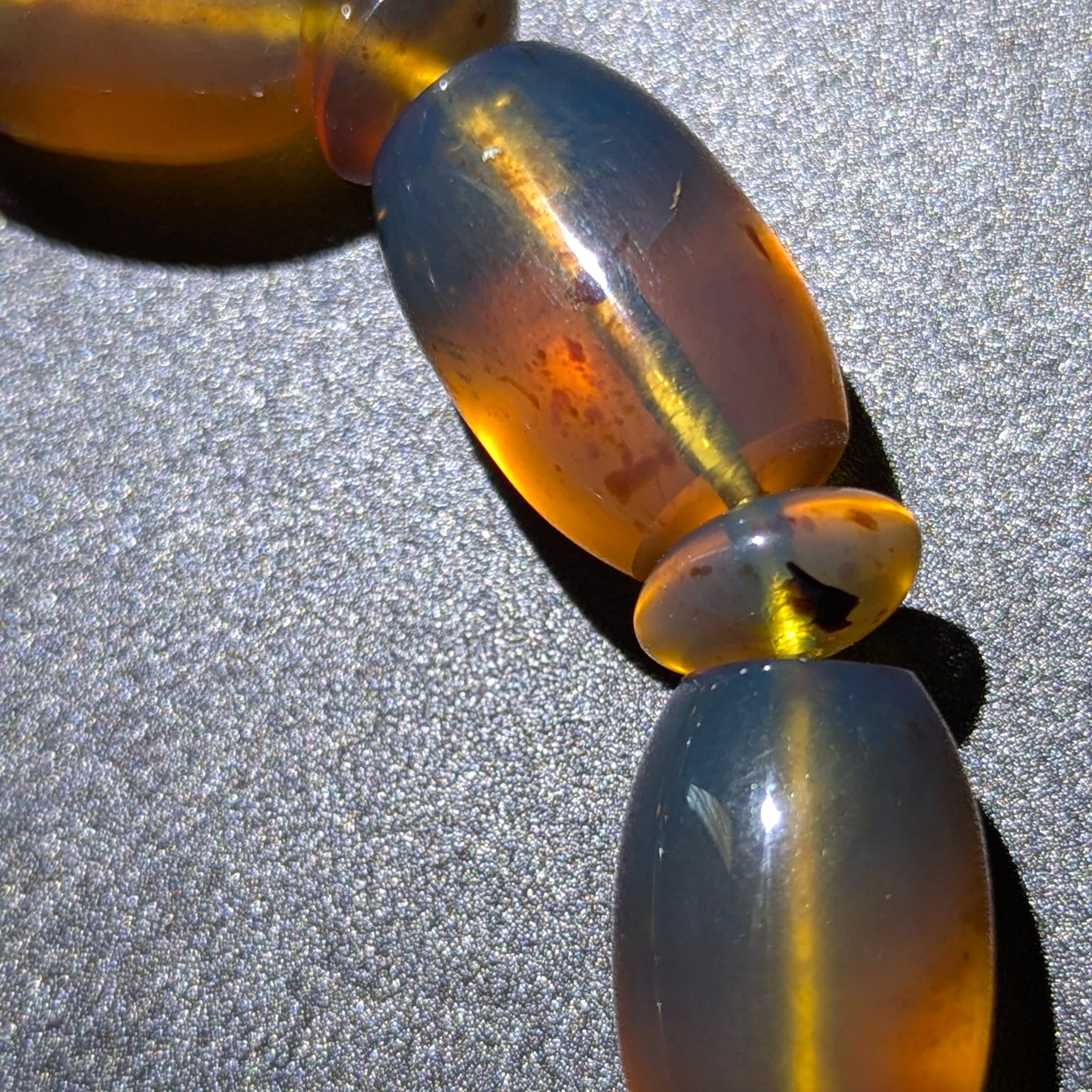 Rare Blue Amber Bracelet — Blue Sheen in White Light, Calming Energy