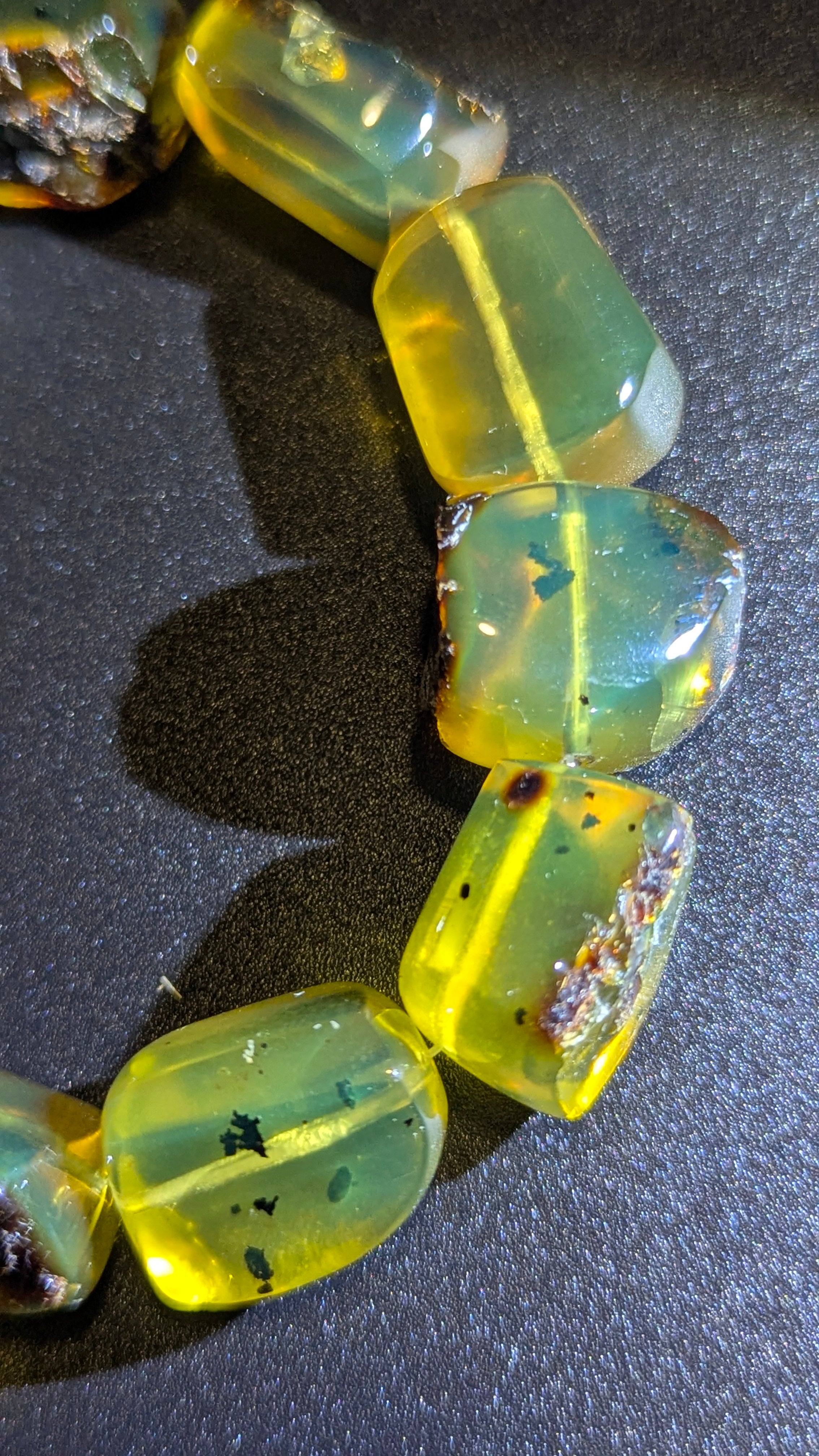 AAA Natural Sumatran Blue Amber Bracelet – Chunky Semi-Polished Honey Amber Beads, Rare Collector Jewellery