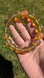 Rare AAA Natural Blue Amber Bracelet – High clarity 15mm “Sky & Honey” Glow Beads, High-Clarity White-Light Blue Sheen