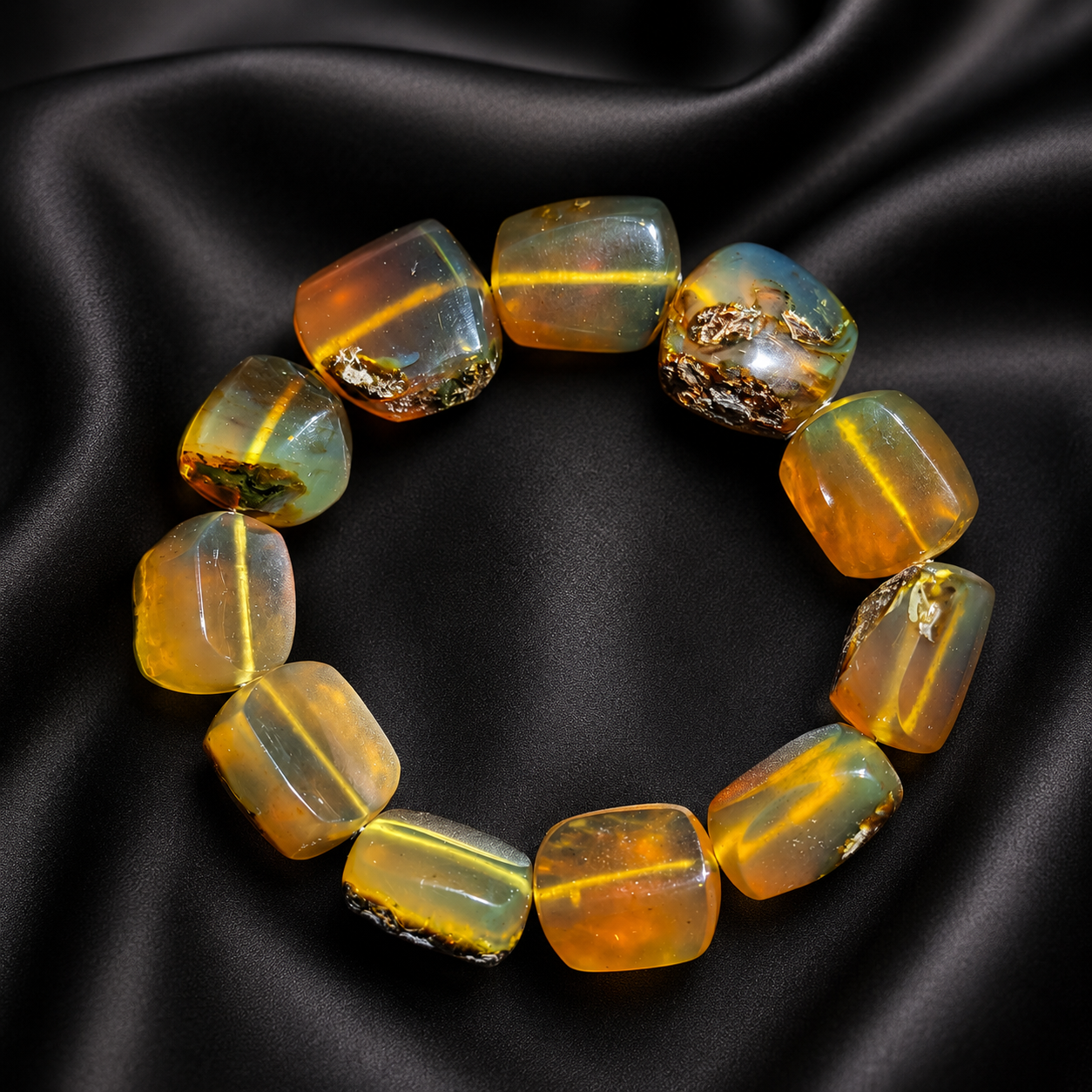 Indonesian Blue Amber Bracelet | Genuine Sumatran, Glows Blue