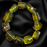 AAA Natural Sumatran Blue Amber Bracelet – Chunky Semi-Polished Honey Amber Beads, Rare Collector Jewellery