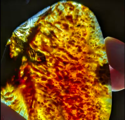 Blue Amber glowing under UV light