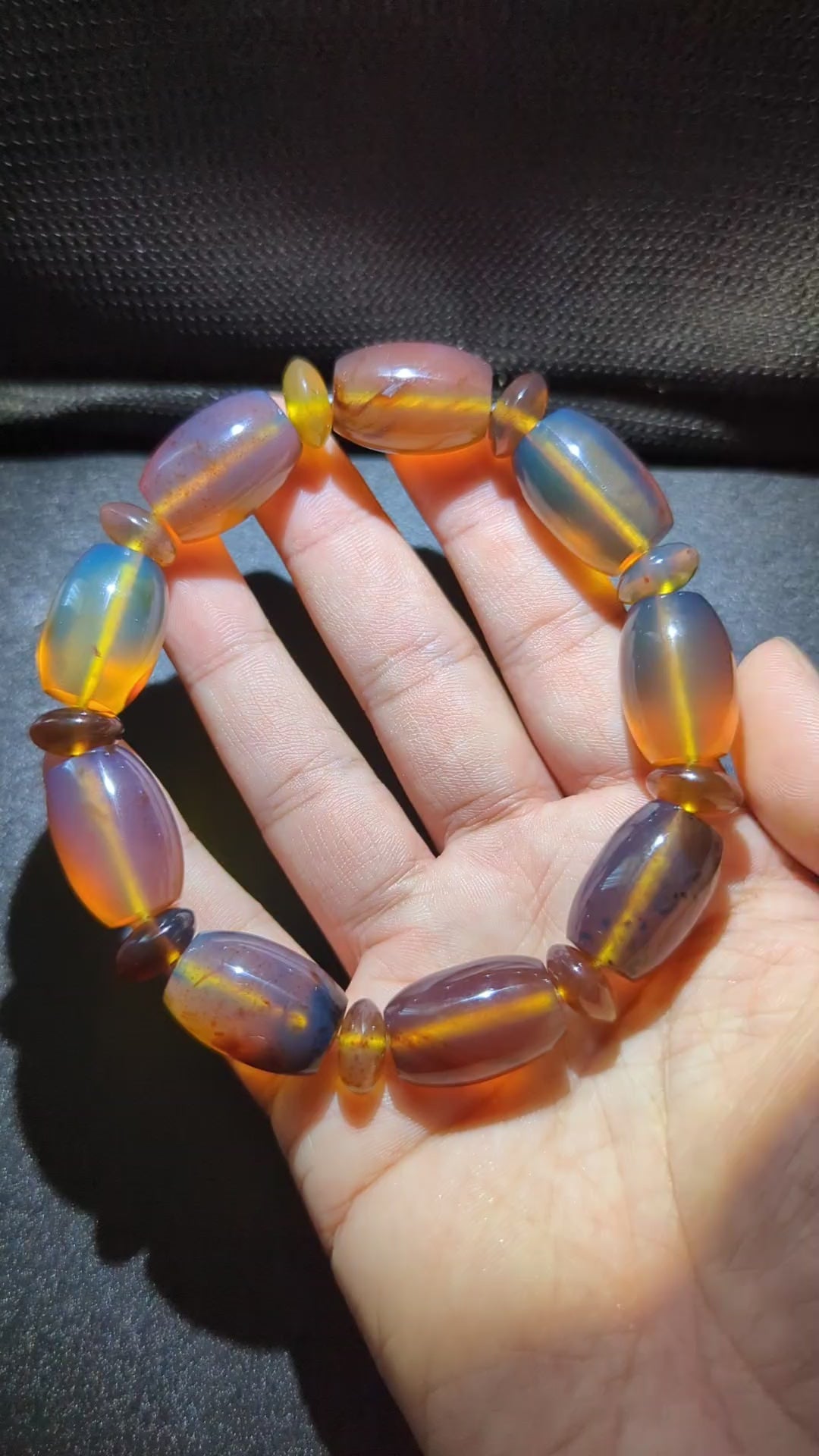 Rare Blue Amber Bracelet — Blue Sheen in White Light, Calming Energy