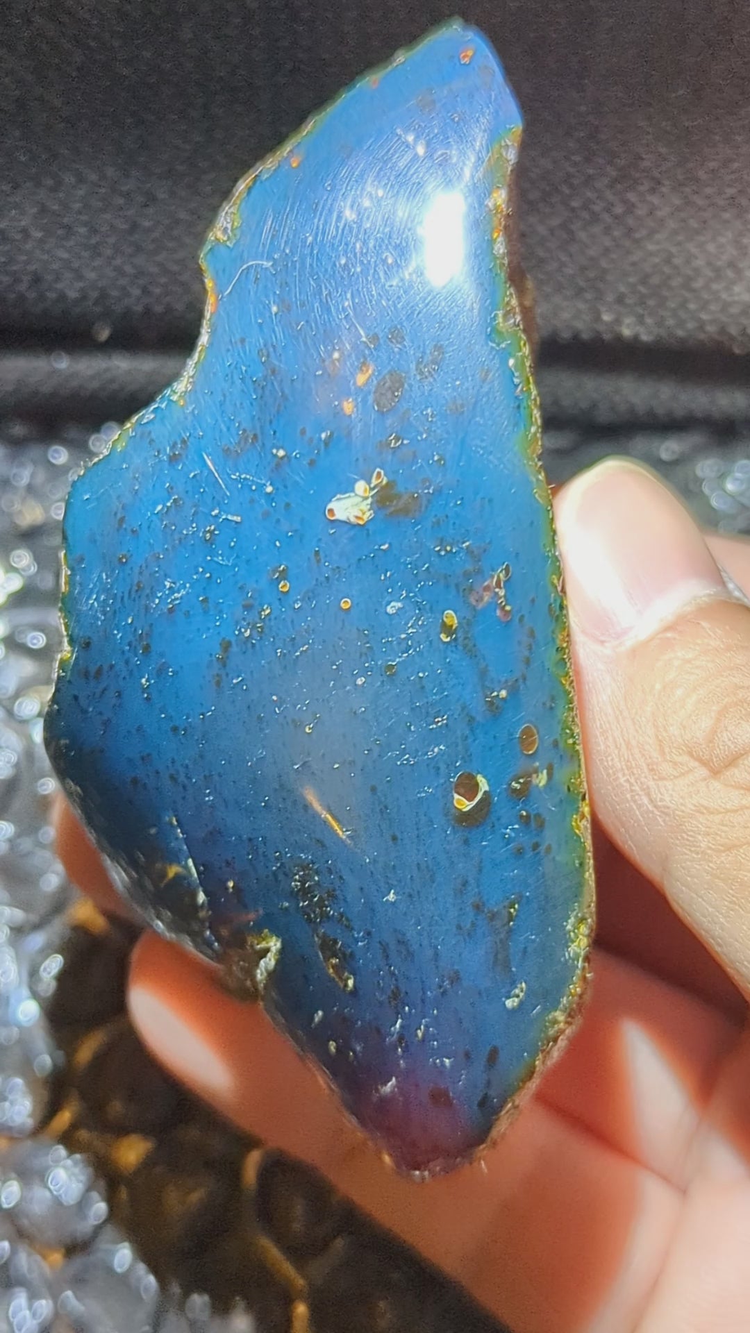 Rare Blue Amber Specimen (73 grams) - Excellent Grade - Natural Blue Amber with magical blue glow