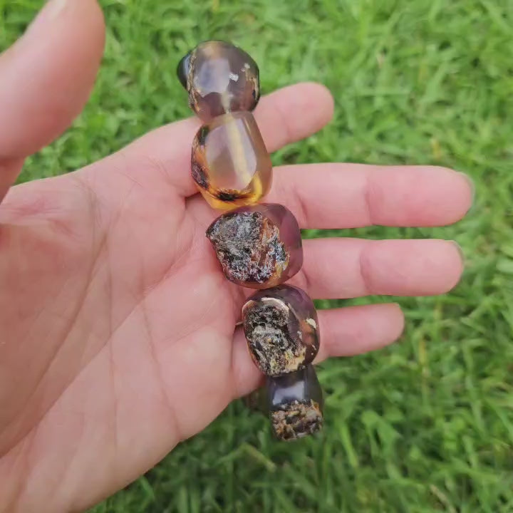 Authentic Blue Amber Necklace - 20 beads - Raw Skin Type