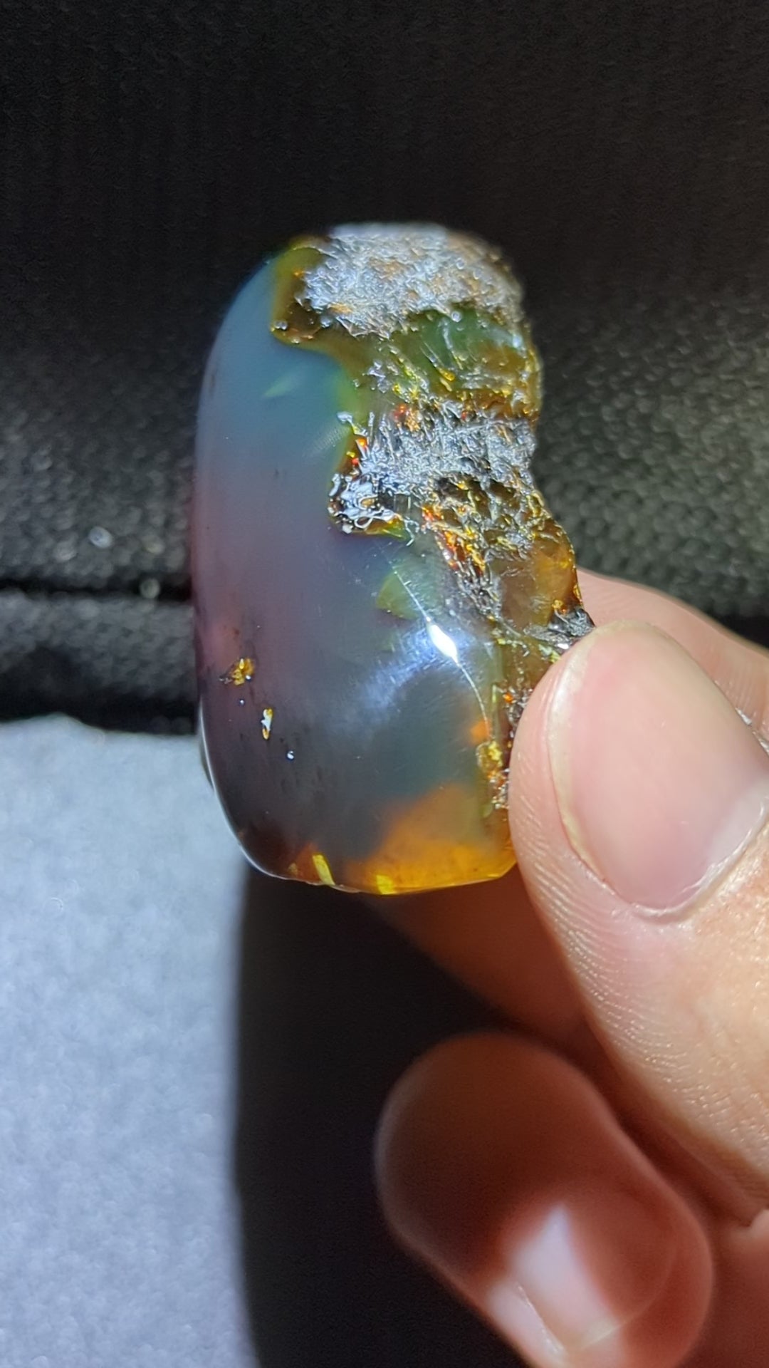 Rare Sumatran Blue Amber 11g Specimen – Blue Horizon Mountain Pattern with Honey Fire Glow