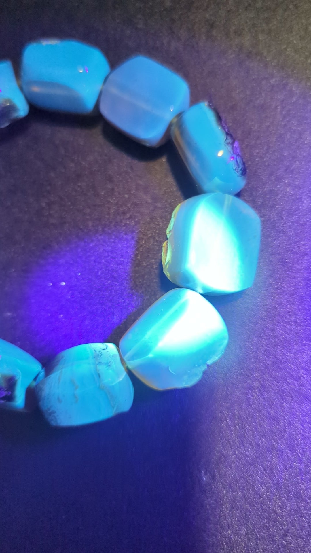 Indonesian Blue Amber Bracelet | Genuine Sumatran, Glows Blue