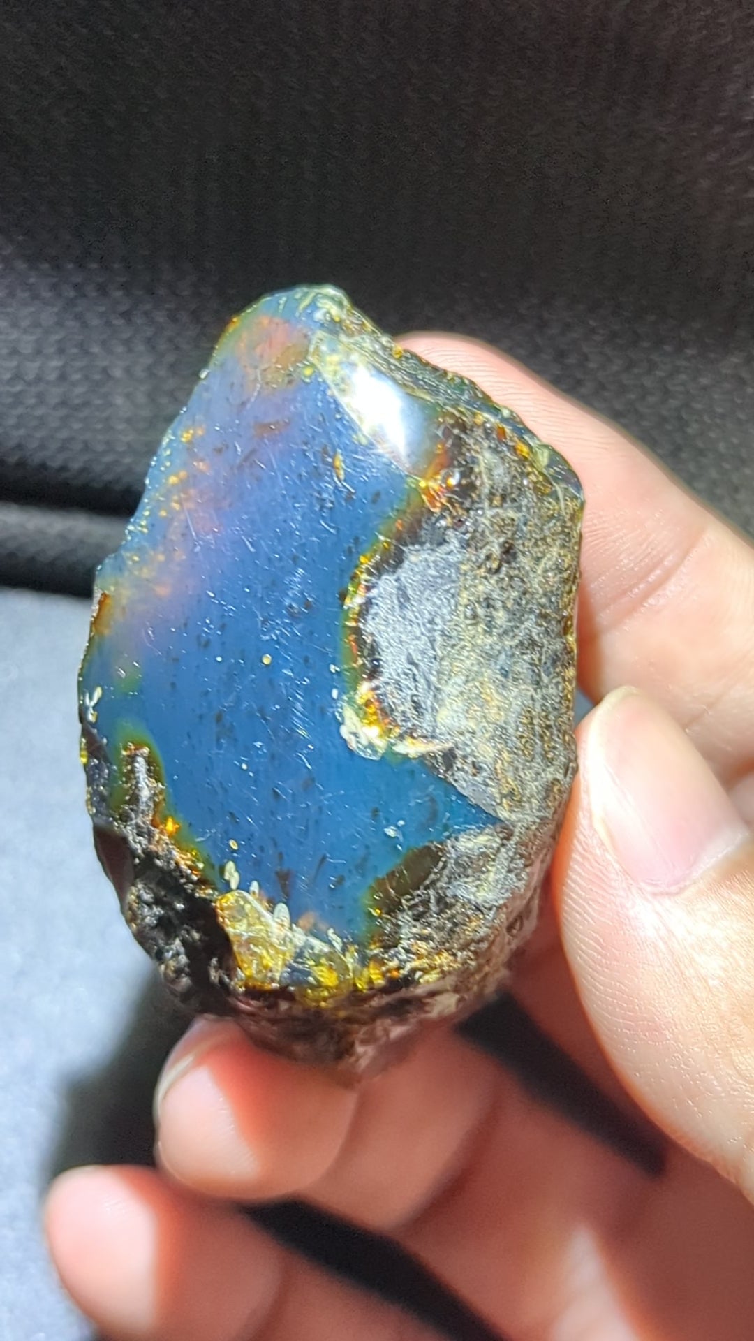 Blue Galaxy Crater Sumatran Blue Amber Specimen 24g – Rare Natural UV Glow Collector Piece