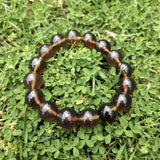 Authentic Blue Amber Bracelet - 15 mm beads (16 beads) - Reddish Brown Type