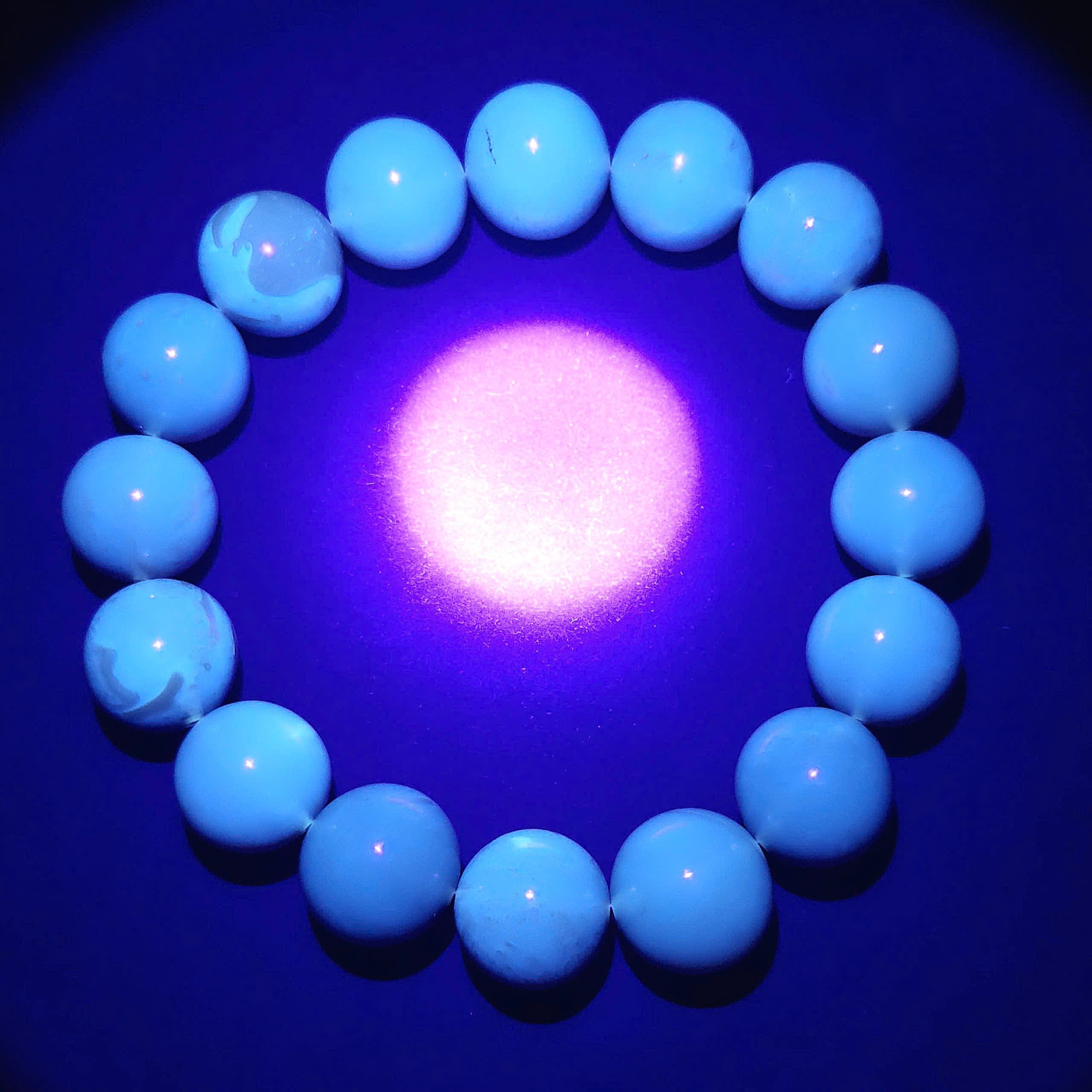 Authentic Blue Amber Bracelet - 15 mm beads (16 beads) - Reddish Brown Type