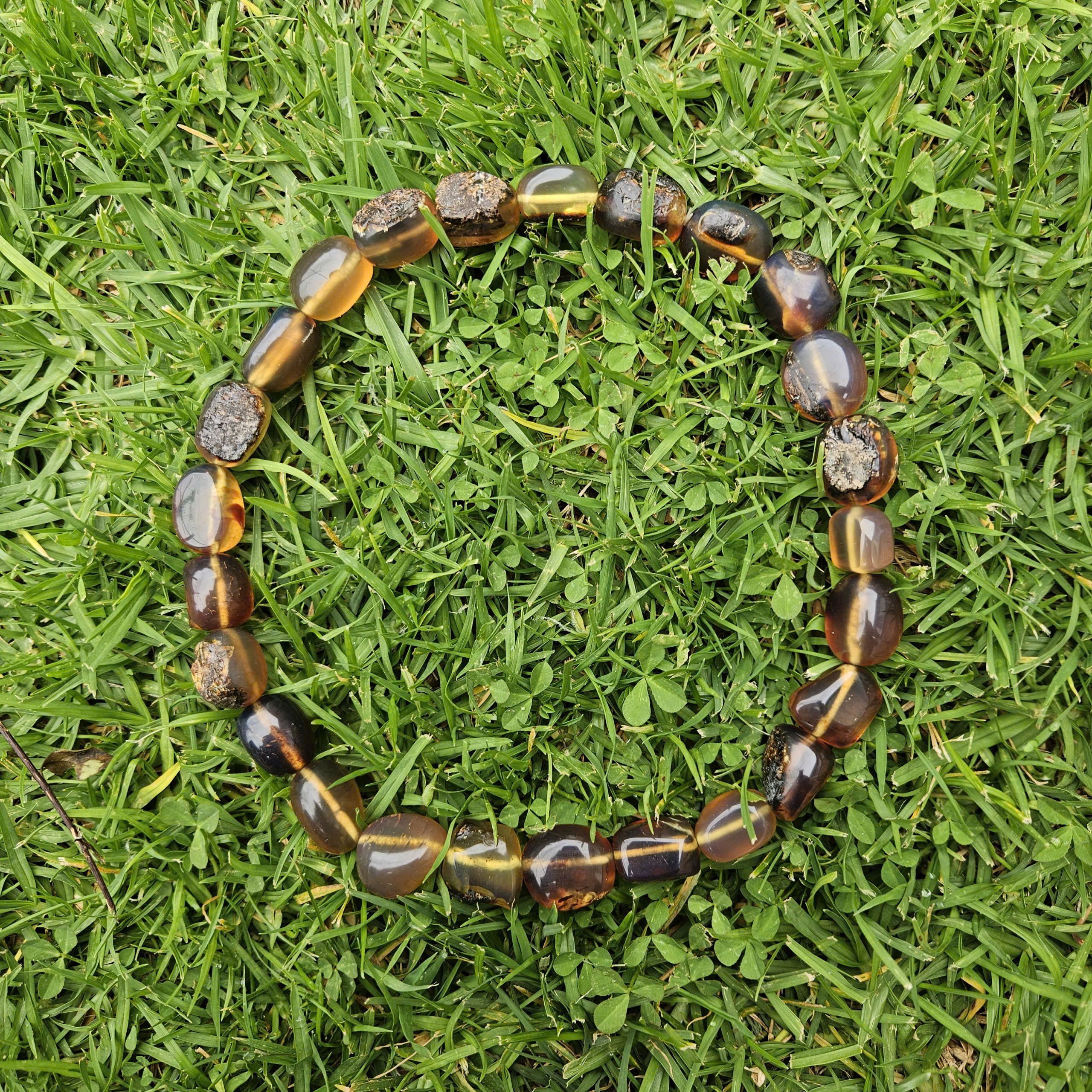 Authentic Blue Amber Necklace - 25 beads - Raw Skin Type