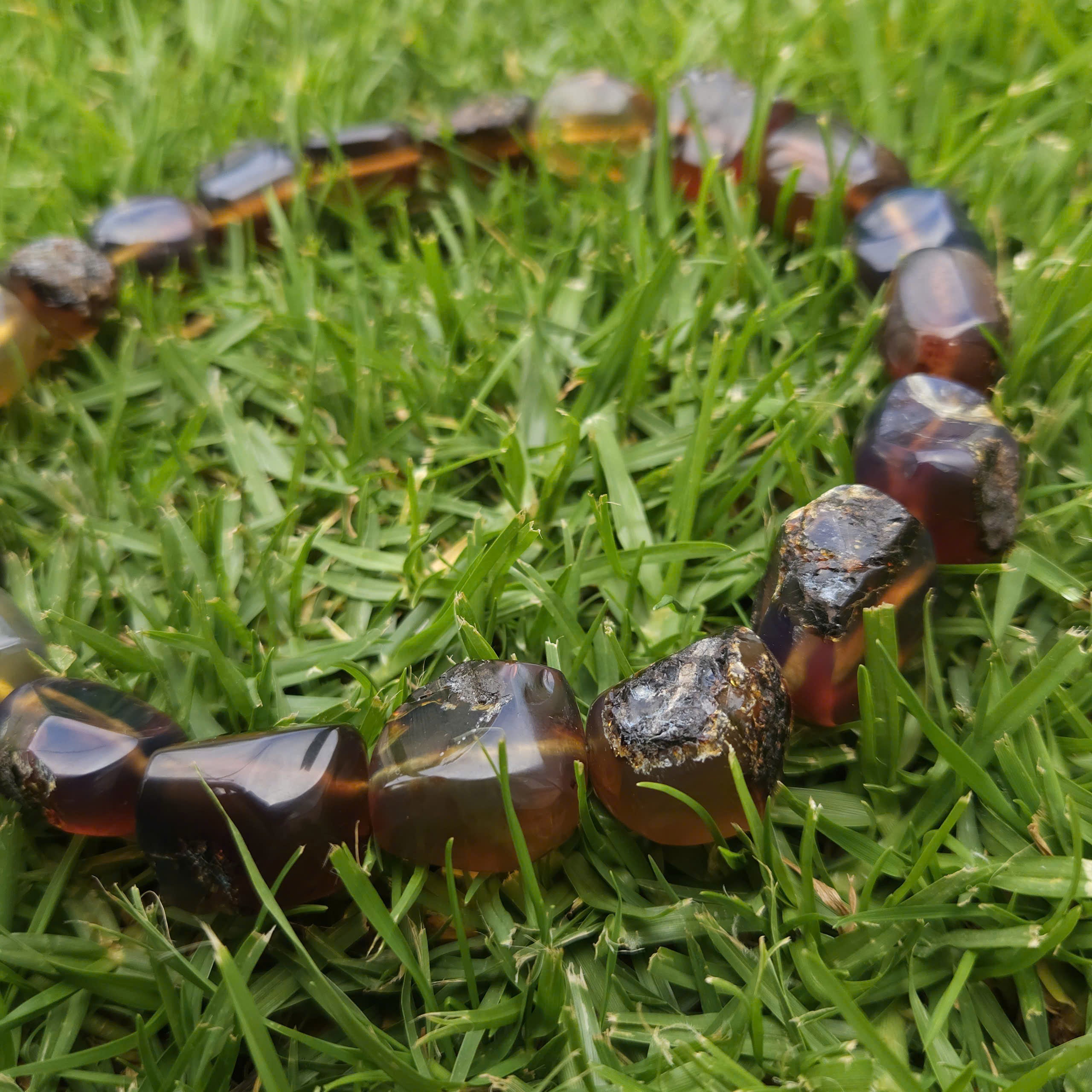 Authentic Blue Amber Necklace - 20 beads - Raw Skin Type