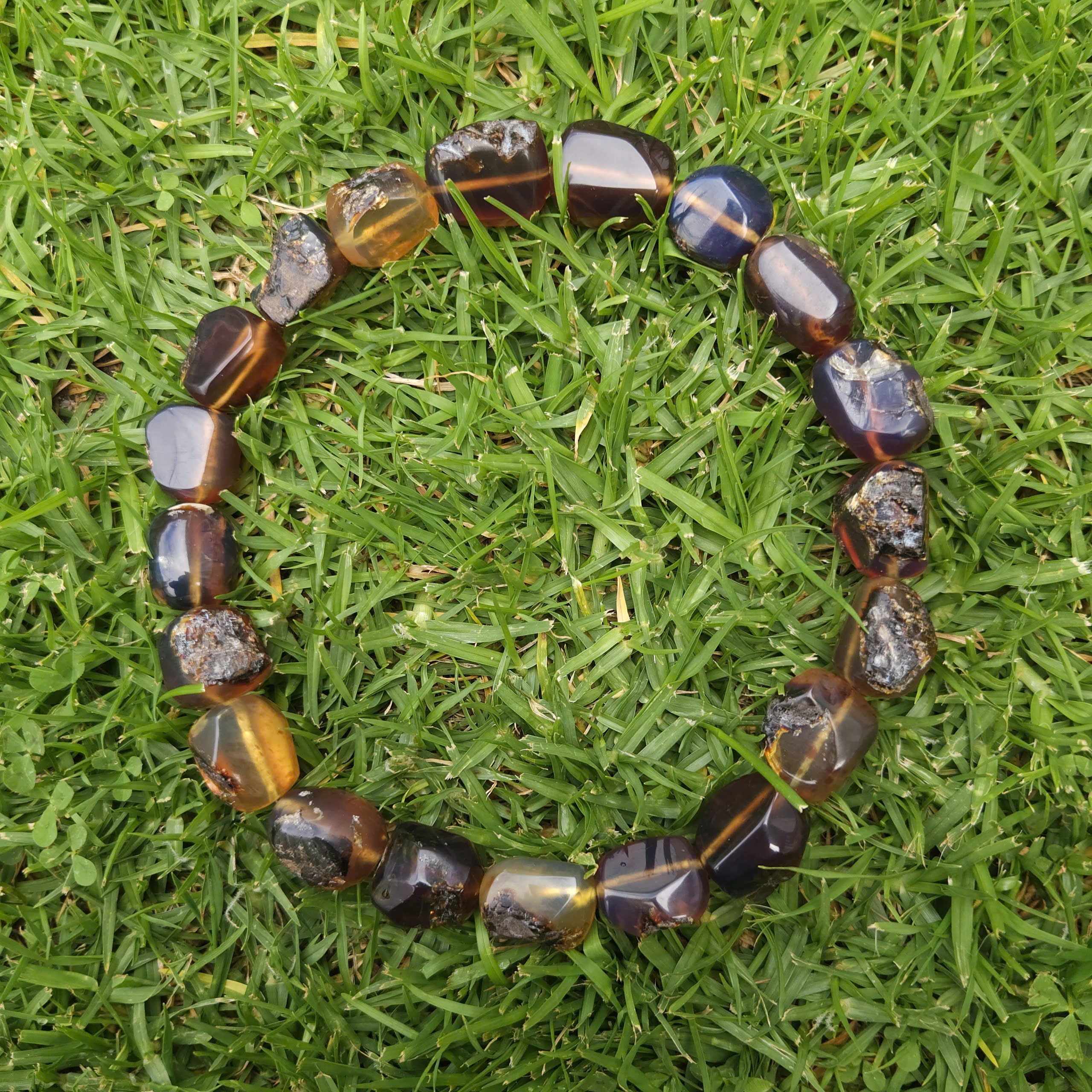 Authentic Blue Amber Necklace - 20 beads - Raw Skin Type