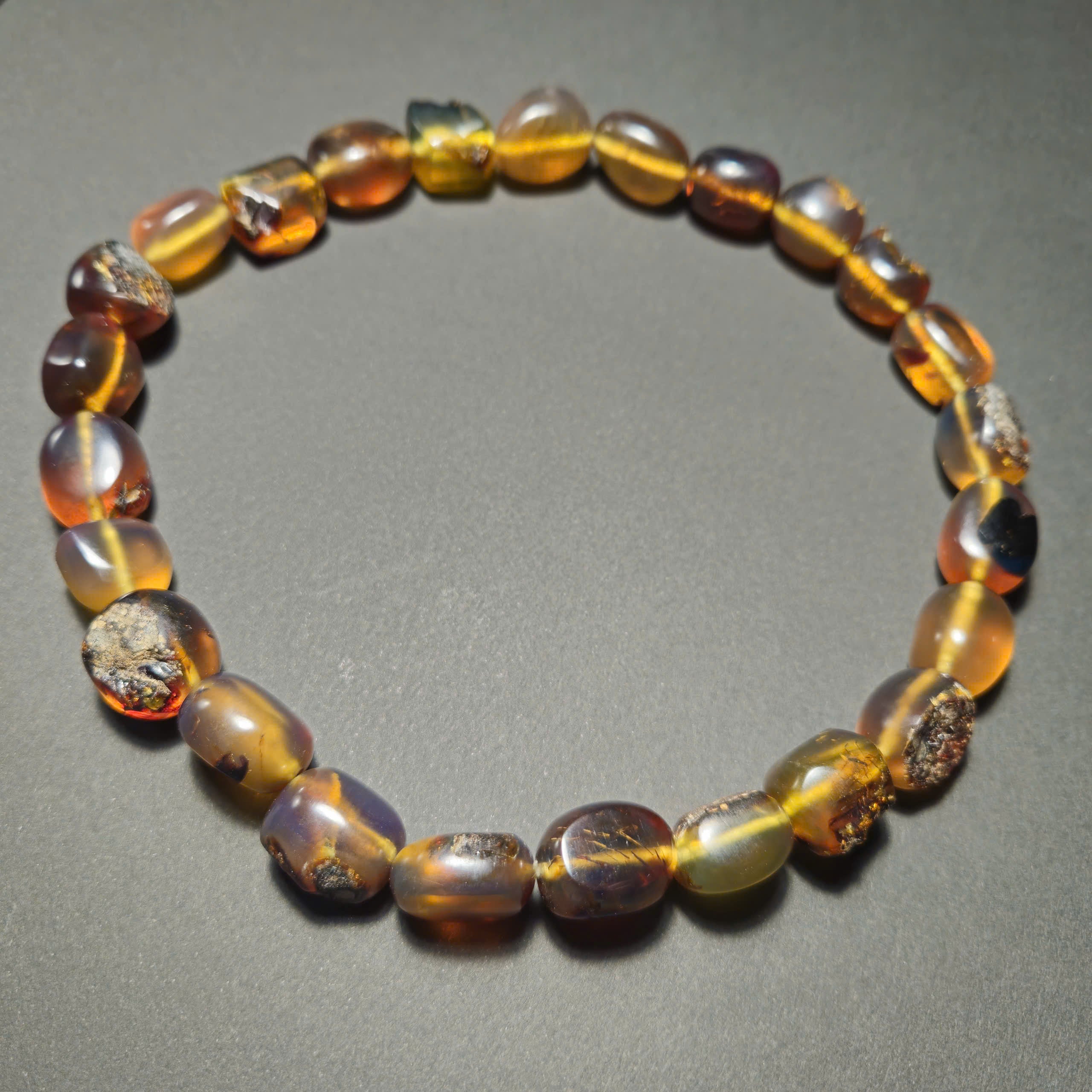 Authentic Blue Amber Necklace - 25 beads - Raw Skin Type