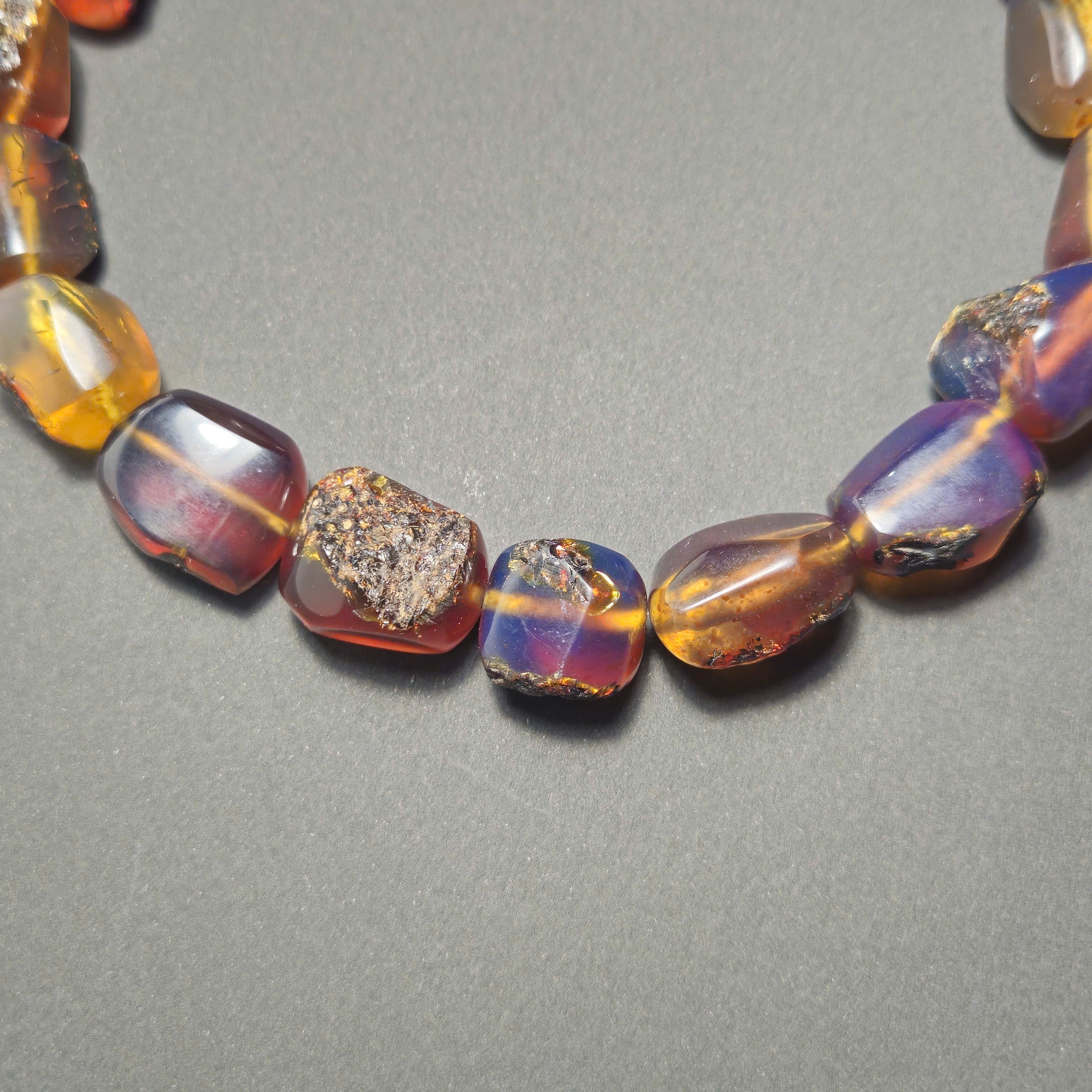 Authentic Blue Amber Necklace - 20 beads - Raw Skin Type